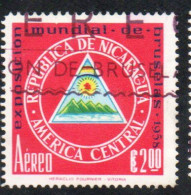 NICARAGUA 1958 WORLD'S FAIR BRUSSELS BRUXELLES ARMS 2cor USED USATO OBLITERE' - Nicaragua