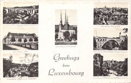 LUXEMBOURG - Greetings From Luxembourg - La Cathédrale - Pont Adolphe - Vue Générale - Carte Postale Ancienne - Luxemburg - Town