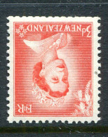 New Zealand 1953-59 QEII Definitives Complete - 3d Vermilion - Wmk. Inverted HM (SG 727w) - Ongebruikt