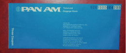 PAN AMERICAN WORLD AIRWAYS AIRLINES PASSENGER TICKET AND BAGGAGE CHECK - Tickets