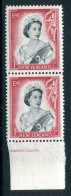 New Zealand 1953-59 QEII Definitives - 1/- Black & Carmine - Die I - Pair MNH (SG 732) - HM In Margin - Neufs