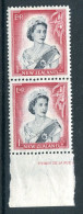 New Zealand 1953-59 QEII Definitives - 1/- Black & Carmine - Die I - Pair MNH (SG 732) - Ungebraucht