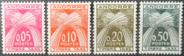 LP3137/95 - 1961 - ANDORRE FR. - TIMBRE TAXE - SERIE COMPLETE - N°42 à 45 NEUFS** LUXE - Cote (2020) : 70,00 € - Unused Stamps