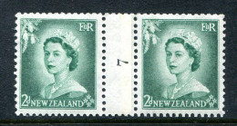 New Zealand 1953-59 QEII Definitives - Coil Pairs - 2d Bluish-green - No. 7 - LHM (SG Unlisted) - Ongebruikt