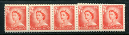 New Zealand 1953-59 QEII Definitives - Coil Strip - 3d Vermilion - Strip Of 17 MNH (SG Unlisted) - Ungebraucht