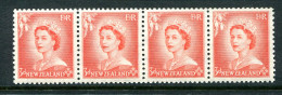 New Zealand 1953-59 QEII Definitives - Coil Strip - 3d Vermilion - Strip Of 4 MNH (SG Unlisted) - Neufs