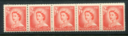 New Zealand 1953-59 QEII Definitives - Coil Strip - 3d Vermilion - Strip Of 20 MNH (SG Unlisted) - Unused Stamps