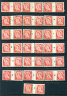 New Zealand 1953-59 QEII Definitives - Coil Pairs - 3d Vermilion - Set Of 19 - MNH/LHM (SG Unlisted) - Ongebruikt