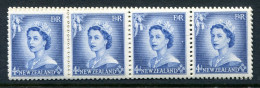 New Zealand 1953-59 QEII Definitives - Coil Strip - 4d Blue - Strip Of 16 MNH (SG Unlisted) - Ongebruikt