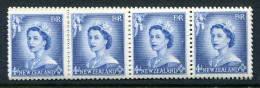 New Zealand 1953-59 QEII Definitives - Coil Strip - 4d Blue - Strip Of 16 MNH (SG Unlisted) - Neufs