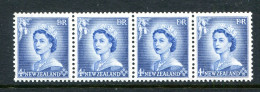 New Zealand 1953-59 QEII Definitives - Coil Strip - 4d Blue - Strip Of 4 MNH (SG Unlisted) - Unused Stamps