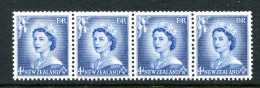 New Zealand 1953-59 QEII Definitives - Coil Strip - 4d Blue - Strip Of 4 MNH (SG Unlisted) - Ungebraucht