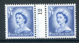 New Zealand 1953-59 QEII Definitives - Coil Pairs - 4d Blue - No. 12 - LHM (SG Unlisted) - Nuevos