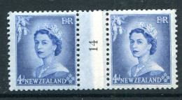 New Zealand 1953-59 QEII Definitives - Coil Pairs - 4d Blue - No. 14 - LHM (SG Unlisted) - Neufs