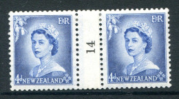 New Zealand 1953-59 QEII Definitives - Coil Pairs - 4d Blue - No. 14 - LHM (SG Unlisted) - Ongebruikt