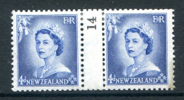 New Zealand 1953-59 QEII Definitives - Coil Pairs - 4d Blue - No. 14 - LHM (SG Unlisted) - Neufs