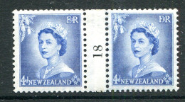 New Zealand 1953-59 QEII Definitives - Coil Pairs - 4d Blue - No. 18 - LHM (SG Unlisted) - Ongebruikt