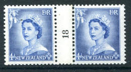 New Zealand 1953-59 QEII Definitives - Coil Pairs - 4d Blue - No. 18 - LHM (SG Unlisted) - Nuevos