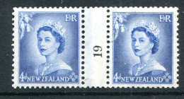 New Zealand 1953-59 QEII Definitives - Coil Pairs - 4d Blue - No. 19 - LHM (SG Unlisted) - Neufs