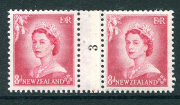 New Zealand 1953-59 QEII Definitives - Coil Pairs - 8d Rose-carmine - No. 3 - LHM (SG Unlisted) - Nuovi