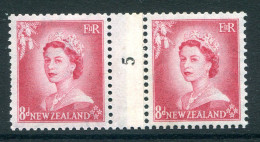 New Zealand 1953-59 QEII Definitives - Coil Pairs - 8d Rose-carmine - No. 5 - LHM (SG Unlisted) - Ungebraucht