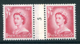 New Zealand 1953-59 QEII Definitives - Coil Pairs - 8d Rose-carmine - No. 5 - LHM (SG Unlisted) - Neufs