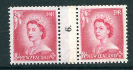 New Zealand 1953-59 QEII Definitives - Coil Pairs - 8d Rose-carmine - No. 6 - LHM (SG Unlisted) - Ongebruikt