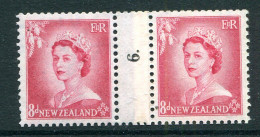 New Zealand 1953-59 QEII Definitives - Coil Pairs - 8d Rose-carmine - No. 6 - LHM (SG Unlisted) - Neufs
