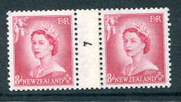 New Zealand 1953-59 QEII Definitives - Coil Pairs - 8d Rose-carmine - No. 7 - LHM (SG Unlisted) - Ungebraucht