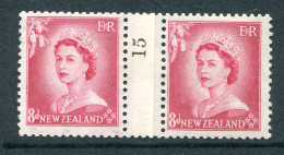 New Zealand 1953-59 QEII Definitives - Coil Pairs - 8d Rose-carmine - No. 15 - LHM (SG Unlisted) - Nuovi
