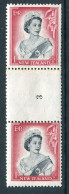 New Zealand 1953-59 QEII Definitives - Coil Pairs - 1/- Black & Carmine - Vertical - Reading Upwards - No. 3 - LHM - Ongebruikt