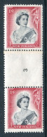 New Zealand 1953-59 QEII Definitives - Coil Pairs - 1/- Black & Carmine - Vertical - Reading Upwards - No. 3 - LHM - Unused Stamps