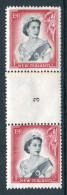 New Zealand 1953-59 QEII Definitives - Coil Pairs - 1/- Black & Carmine - Vertical - Reading Upwards - No. 3 - LHM - Neufs