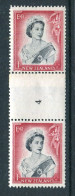 New Zealand 1953-59 QEII Definitives - Coil Pairs - 1/- Black & Carmine - Vertical - Reading Upwards - No. 4 - LHM - Ungebraucht