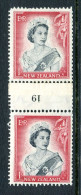 New Zealand 1953-59 QEII Definitives - Coil Pairs - 1/- Black & Carmine - Vertical - Reading Inverted - No. 19 - LHM - Ongebruikt