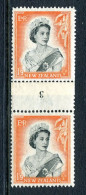 New Zealand 1953-59 QEII Definitives - Coil Pairs - 1/9 Black & Orange - Vertical - Inverted - No. 3 - LHM - Nuevos