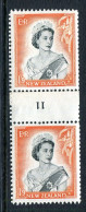 New Zealand 1953-59 QEII Definitives - Coil Pairs - 1/9 Black & Orange - White Paper - Vertical - Inverted - No. 11 LHM - Nuovi