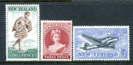 New Zealand 1955 Centenary Of First New Zealand Postage Stamps Set HM (SG 739-741) - Neufs