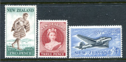 New Zealand 1955 Centenary Of First New Zealand Postage Stamps Set HM (SG 739-741) - Neufs