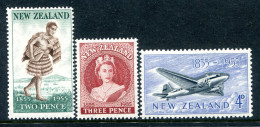 New Zealand 1955 Centenary Of First New Zealand Postage Stamps Set HM (SG 739-741) - Nuovi