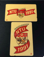 Delcampe - Mint Singapore Telecom GPT Singtel Phonecard - INAUGURATION NTU 1991 - 1/2SNUA, Set Of 2 Mint Cards(Same Serial Number) - Singapur