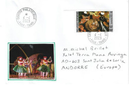 Lettre De Tahiti 2023 (Plats Polynesiens Et Danses) Adressée à  Andorra (Principat) - Alimentation