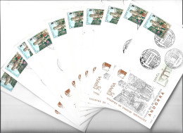 ANDORRA CORREO  ESPAÑOL 10 SOBRES  MATASELLADOS CON MATASELLOS ANDORRA Y ESPAÑA 75  (M.E.) - Usados