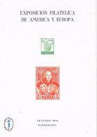 49939. Dos Hojitas Tarjeta Souvenir Viñetas BARCELONA 1977. ESPAMER 77. COLON ** - Variétés & Curiosités