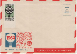 Poland Polska 1964 Balloon, Zawody Balonowe Poznan, Expres Poczta Przesylka Balonowa, Katowice - Carnets