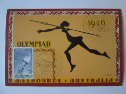 Australia-Melbourne 1956:Carte Maximum Olympiade Timbre Stade De Natation/Olympiad Maxicard Swimming Stadium Stamp - Cartes-Maximum (CM)