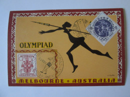 Australia-Melbourne 1956:Carte Maximum Olympiade Timbre Stade Pr.+Tokyo'64/Olympiad Maxicard Main Stad.+Tokyo '64 Stamps - Cartes-Maximum (CM)