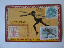 Australia-Melbourne 1956:Carte Maximum Olympiade Timbre Stade Pr.+Tokyo'64/Olympiad Maxicard Main Stad.+Tokyo '64 Stamps - Cartes-Maximum (CM)