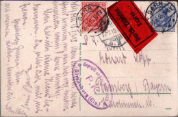 ! Eilbotenkarte Barr Im Elsaß, Germania Frankatur, Zensurstempel Strassburg, Censure, 1915, Eisernes Kreuz, Militär 1.WK - Cartas & Documentos