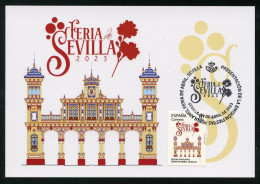 ESPAÑA (2023) Carte Maximum Card - Fiestas Populares - Feria De Abril, Sevilla, Portada - April Fair, Clavel, Carnation - Tarjetas Máxima